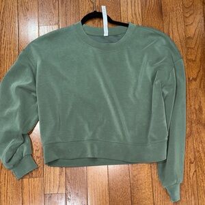 Lululemon Softstreme Perfectly Oversized Cropped Crew 12 Green Sweatshirt Top